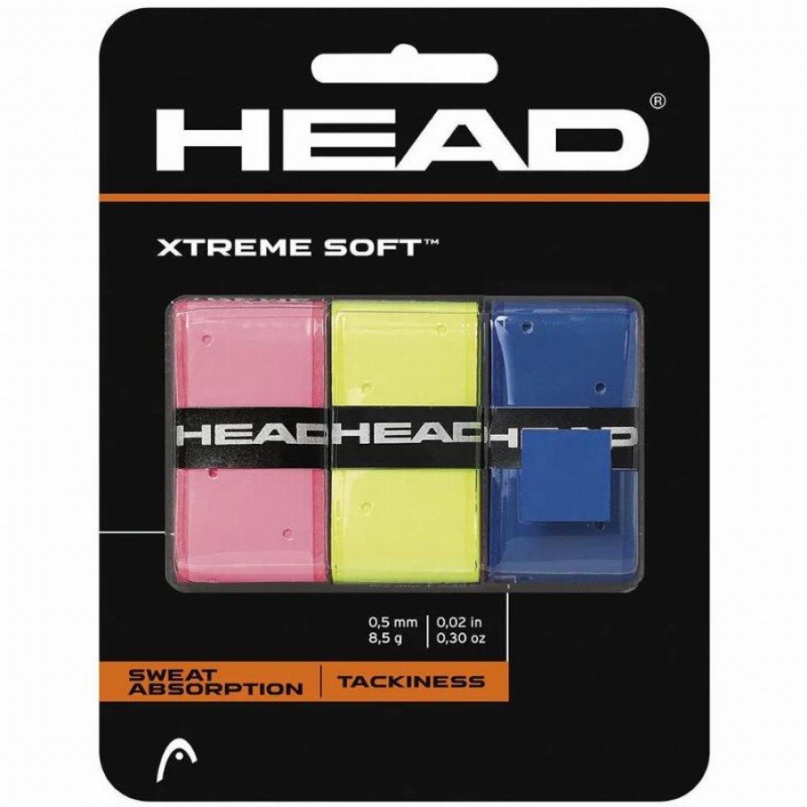 Blister Overgrips Head Xtreme Soft Rosa Amarelo Azul 3 Unidades  Oferta + Barato
