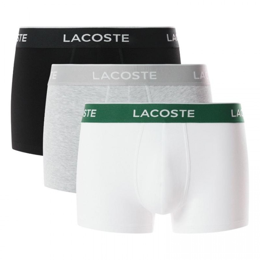 Boxers Lacoste Preto Branco Cinza Vigore 3 Unidades  Oferta + Barato
