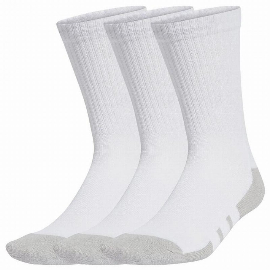 Adidas Essentials Cushioned Crew Socks White Gray 3 Pairs  Offer + Cheap