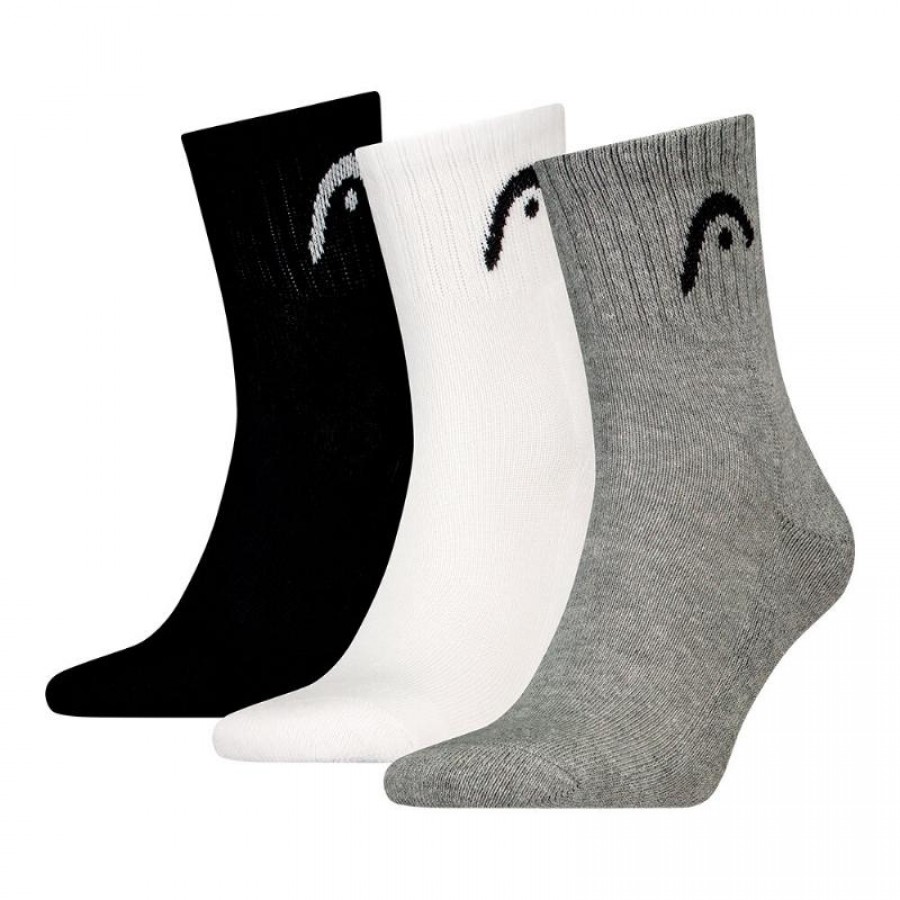 Calcetines Head All Sports Short Crew Negro Blanco Gris 3 Pares  Offer + Cheap