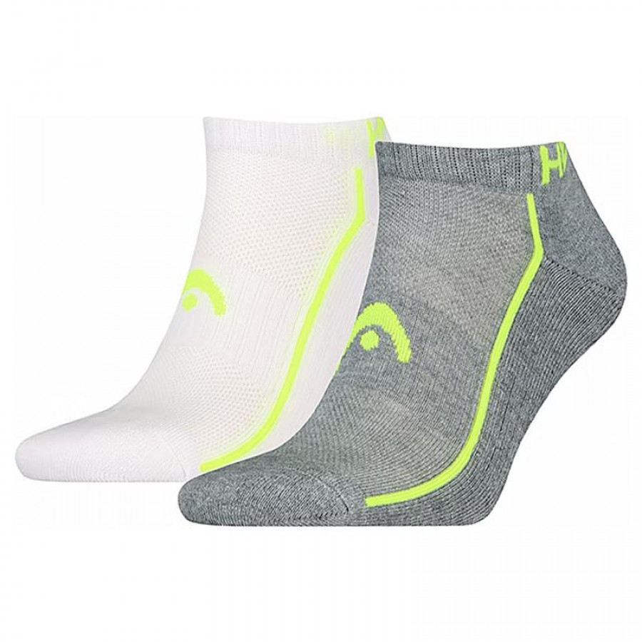 Head Performance Sneaker Socks White Gray Lime 2 Pairs  Offer + Cheap
