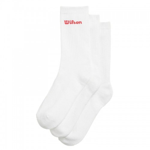 Calcetines Wilson Crew Blanco Rojo 3 Pares