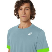 Camiseta Asics Court Azul Lima Electrico  Offer + Cheap
