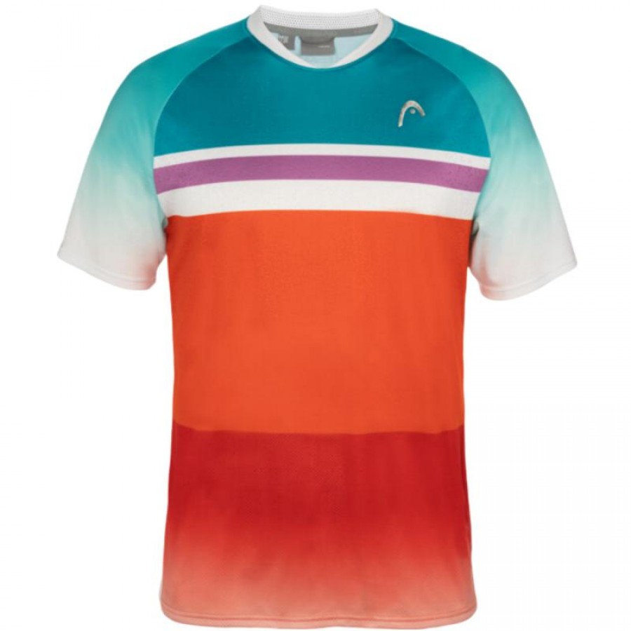 Camiseta Head Performance Paris Naranja Azul Royal  Oferta + Barato
