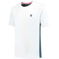 Kswiss Hypercourt Mix Melange Crew T-Shirt Blanc Vert Pétrole  Offre - Pas cher