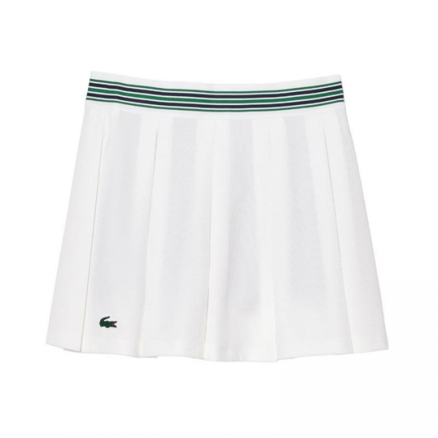 Jupe Lacoste Pique Blanc Vert  Offre - Pas cher