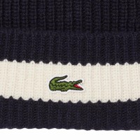 Lacoste Bonnet en laine bleu marine blanc  Offre - Pas cher