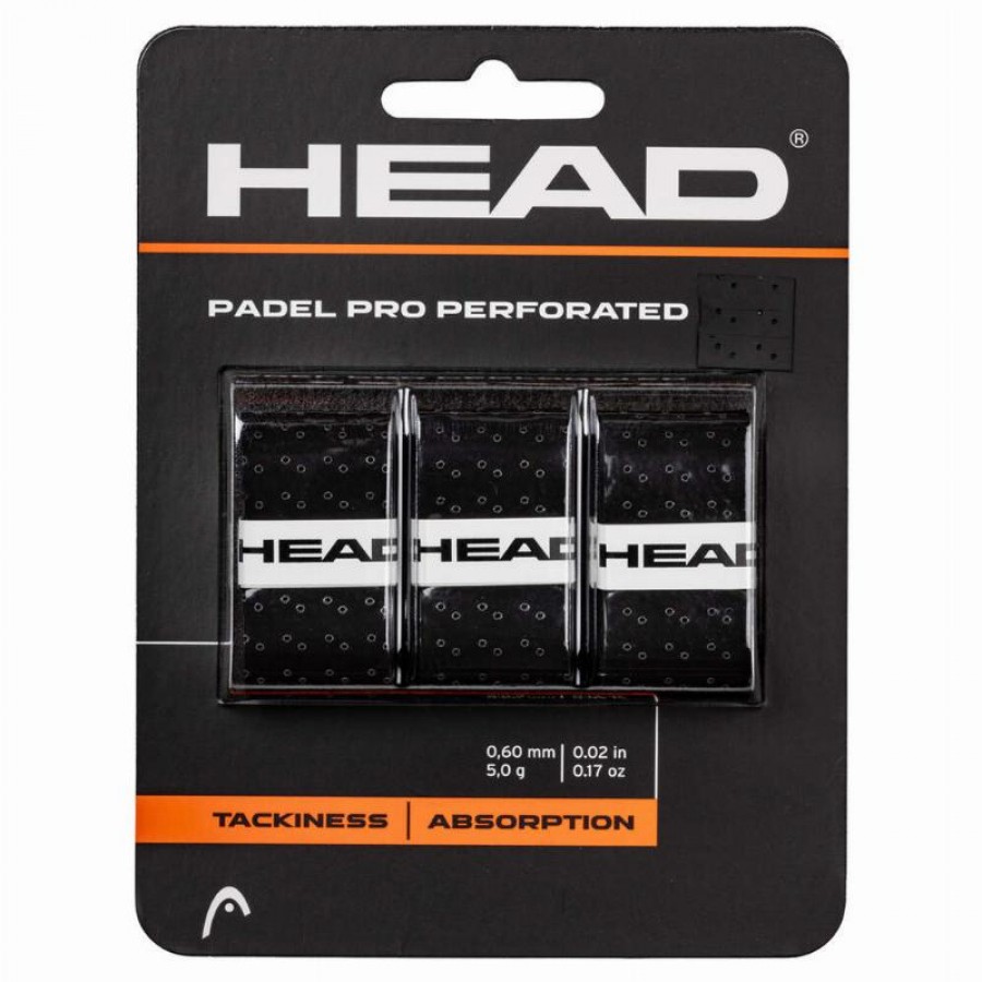 Overgrips Head Padel Pro Perfurado Preto 3 Unidades  Oferta + Barato