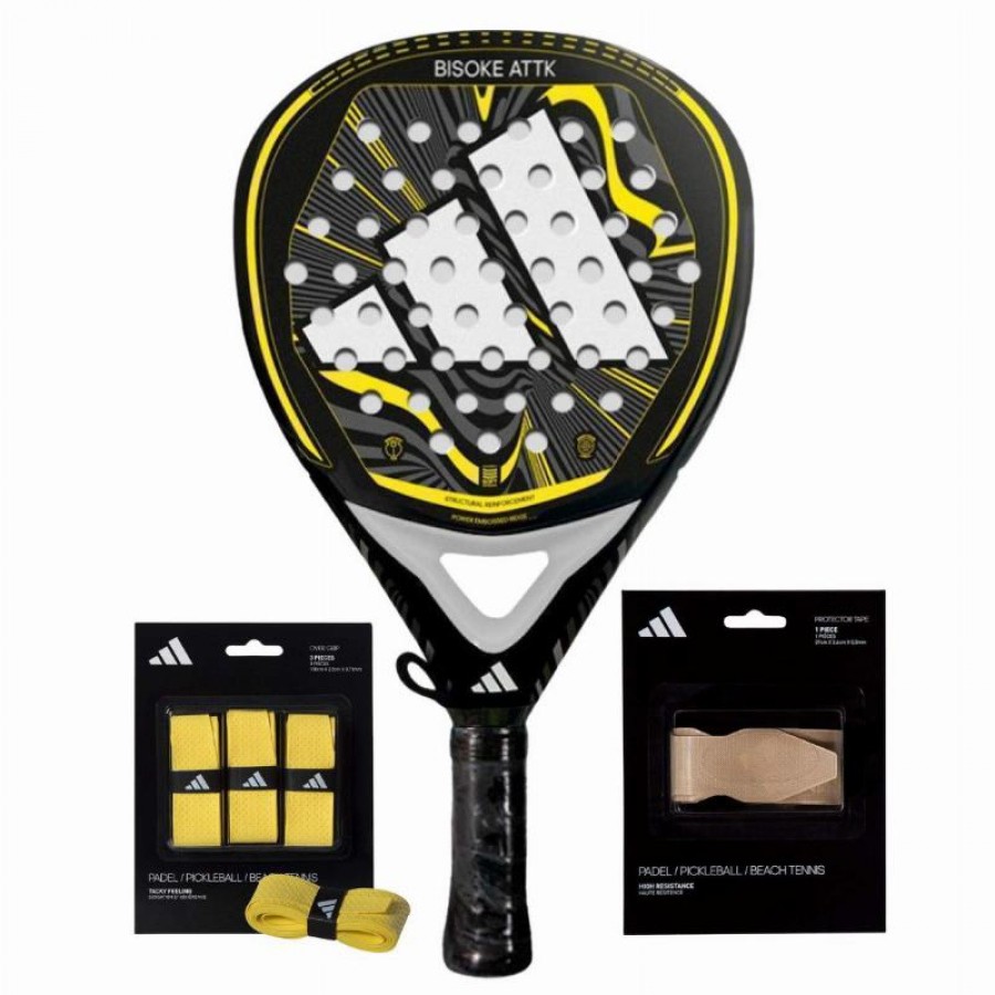 Adidas Bisoke Attack 2024 Pacote Raquete Com Overgrips E Protetor  Oferta + Barato