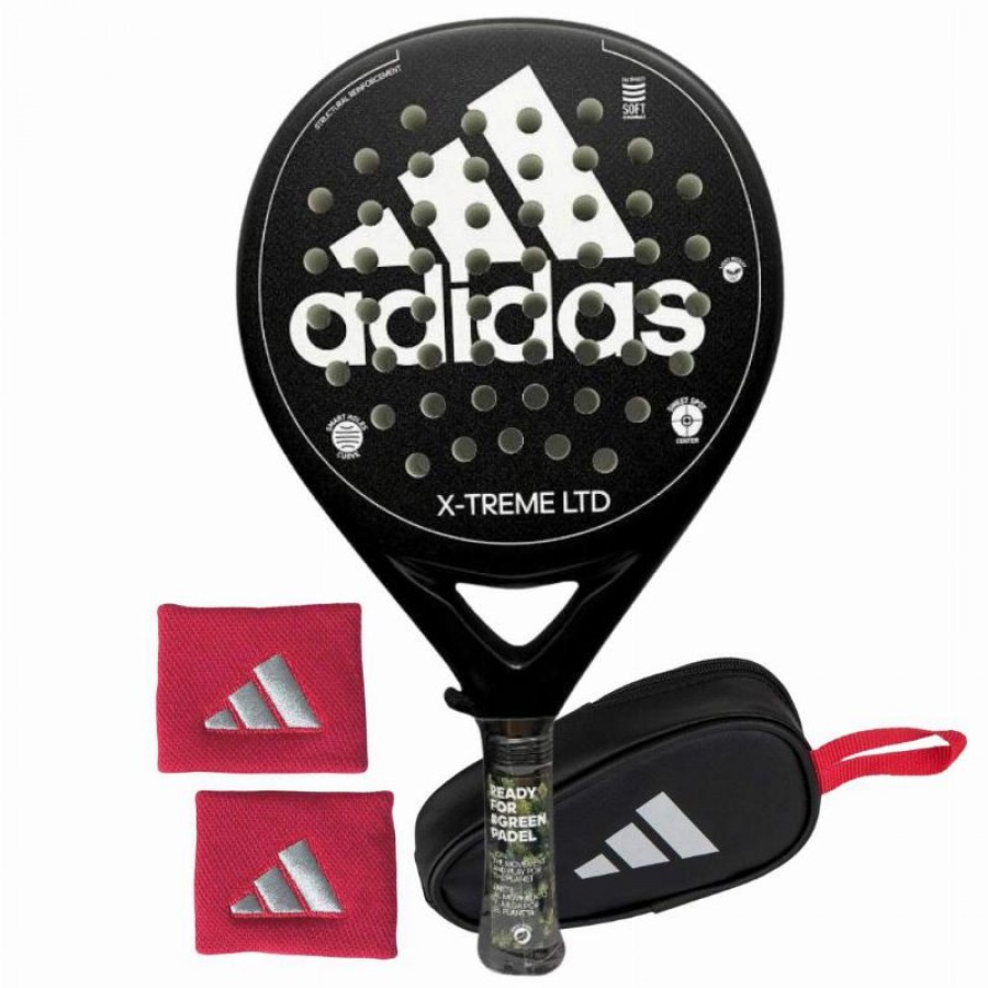 Pack Adidas X-Treme Black White Racket with Coin Purse and Wrist Bags   Offer + Cheap