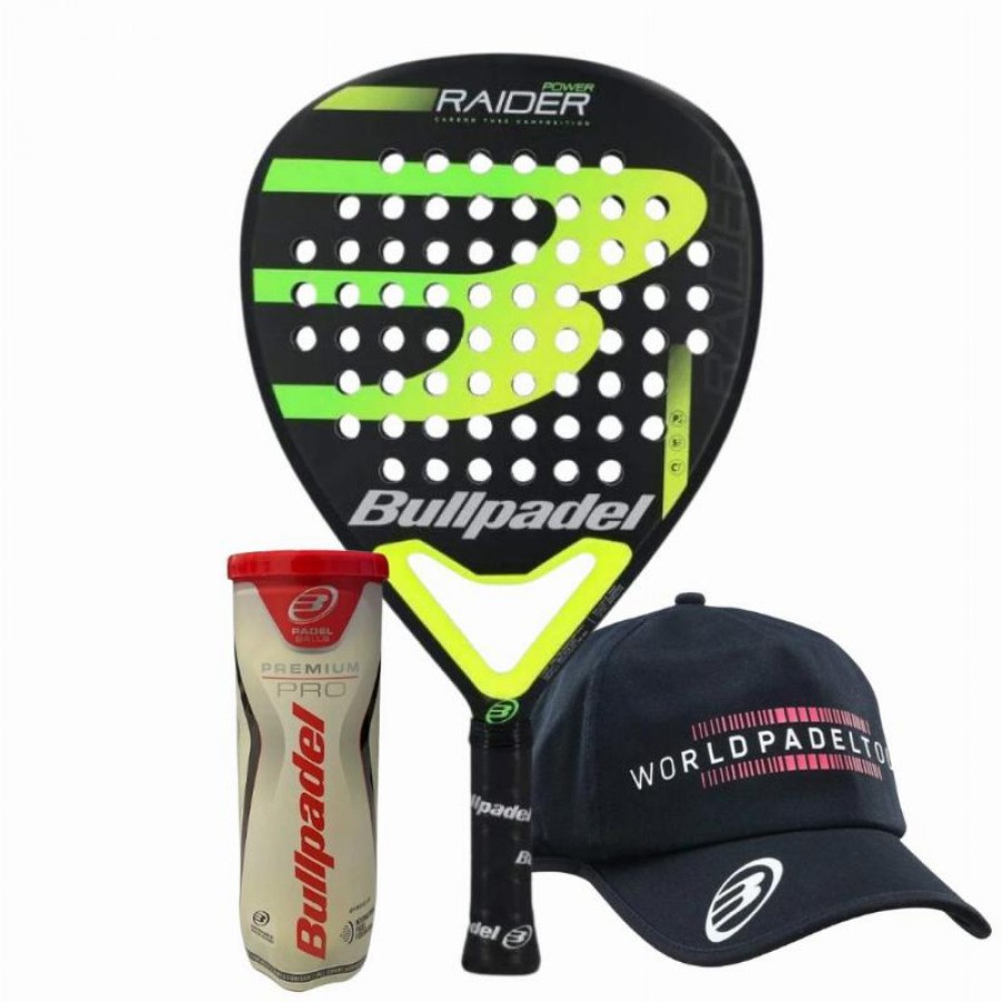 Pack Pala Bullpadel Raider Power con Gorra y Pelotas  Oferta + Barato
