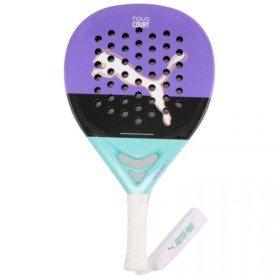 Raquete Feminina Puma Nova Court Roxo Preto Turquesa  Oferta + Barato