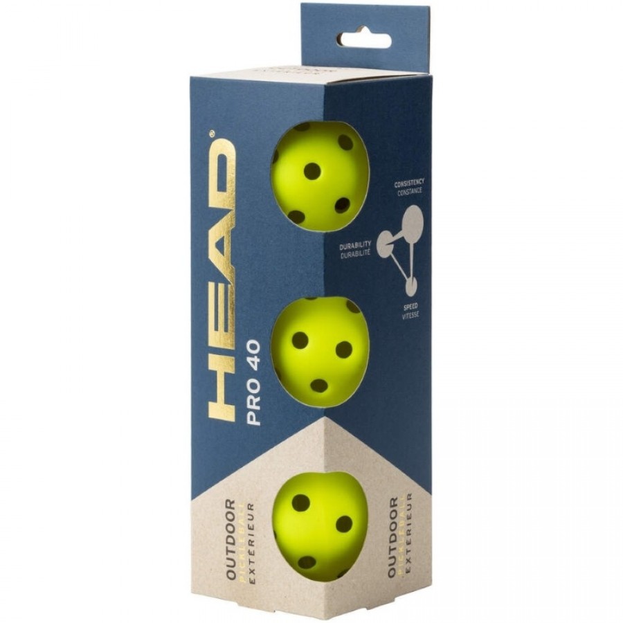 Pelotas Pickleball Head Pro 40 Extérieur 3 Unidades  Offre - Pas cher