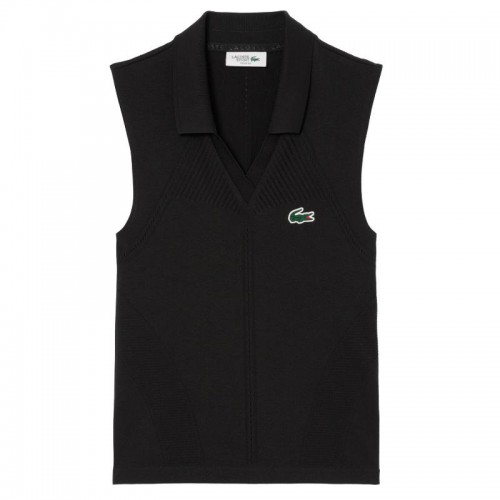 Polo Lacoste Tight Fit Negro Mujer