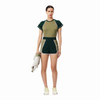 Short Lacoste Ultra Dry Verde Kaki Mujer  Oferta + Barato