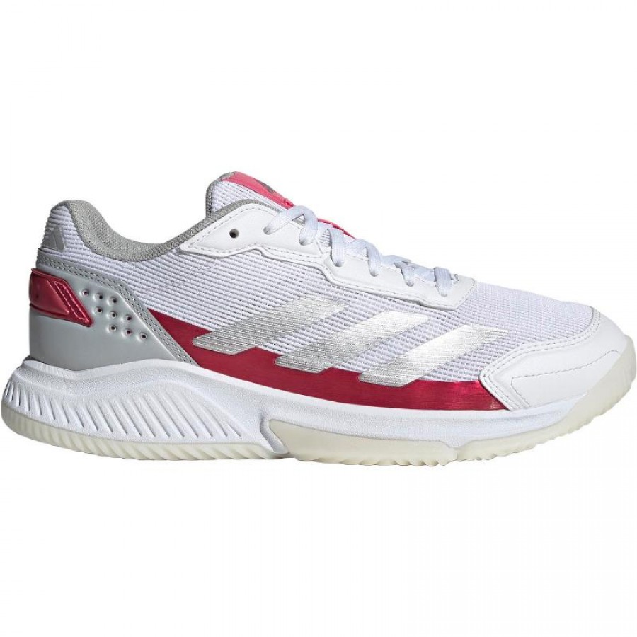 Zapatillas Adidas Courtquick Padel Blanco Plata Rosa Mujer  Oferta + Barato