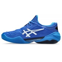 Tênis Asics Court FF 3 Novak Clay Azul Preto Prateado  Oferta + Barato