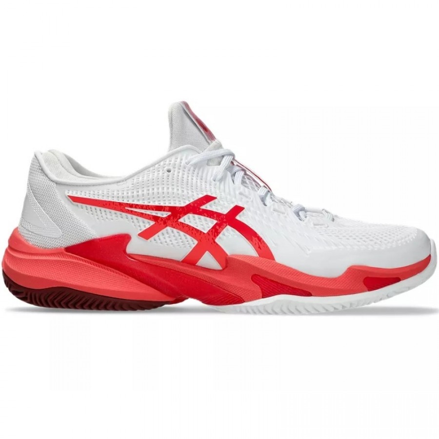 Asics Court FF 3 Novak Clay White Red Sneakers  Offer + Cheap