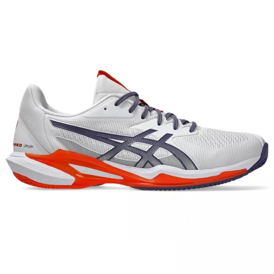 Asics Solution Speed FF 3 TERRE BATTUE Blanc Gris Orange Baskets  Offre - Pas cher