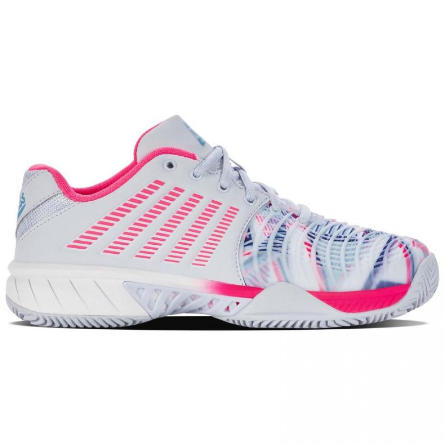Zapatillas Kswiss Express Light 3 HB Padel Gris Blanco Rosa Neon Mujer  Oferta + Barato