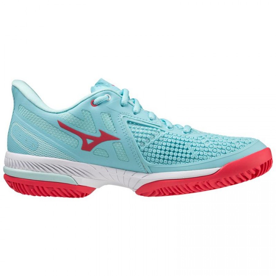 Baskets Mizuno Wave Exceed Tour 5 CC Turquoise Blanc Femmes  Offre - Pas cher