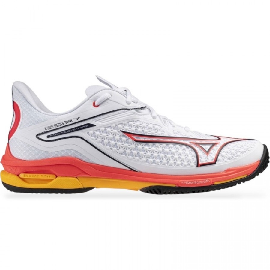 Mizuno Wave Exceed Tour 6 Clay White Coral Yellow Sneakers  Offer + Cheap