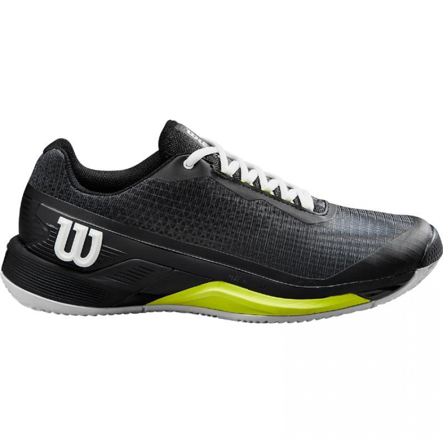 Wilson Rush Pro 4.0 Clay Shoes Preto Branco Amarelo  Oferta + Barato